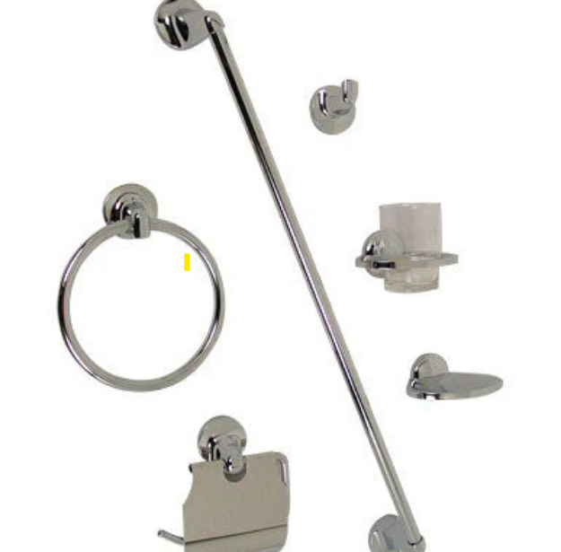 Imagen de 03915 ACCS DE BAÑO 6 PZAS JE-91O CROMO LATON RUGO