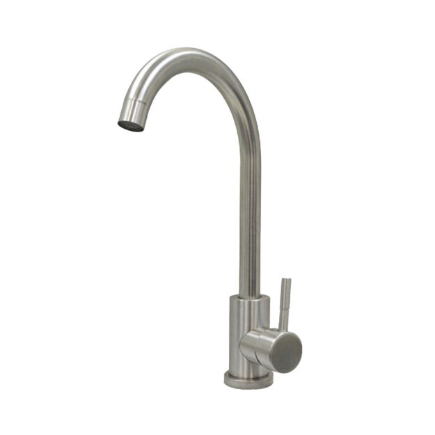 Imagen de 019294 MEZCLADORA MONOMANDO P/FREG 112FM PICO TUBULAR SATINADO RUGO