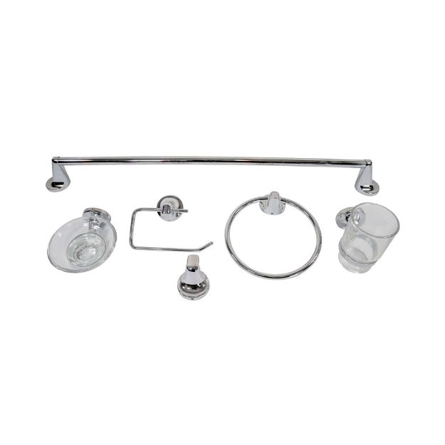 Imagen de 014298 ACCS DE BAÑO 6 PZAS JE-04C CROMO RUGO