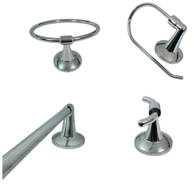 Imagen de 018735 ACCS DE BAÑO 4 PZAS JE-08C CROMO RUGO
