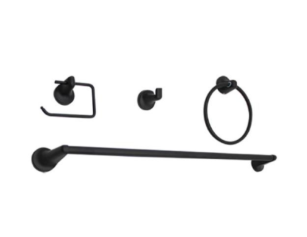 Imagen de 019643 ACCS DE BAÑO 4 PZAS JE91N NEGRO RUGO